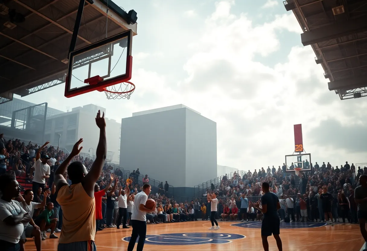 Basketball court with enthusiastic fans in New Orleans