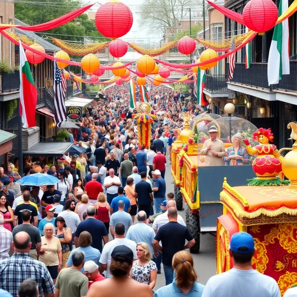 Crowd enjoying festivals in New Orleans during spring.
