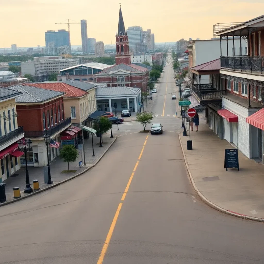 Panoramic view of New Orleans with empty streets