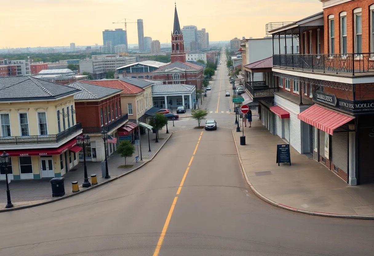 Panoramic view of New Orleans with empty streets