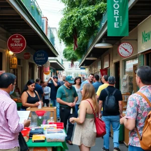 Marketplace scene in New Orleans featuring small businesses and local entrepreneurs.
