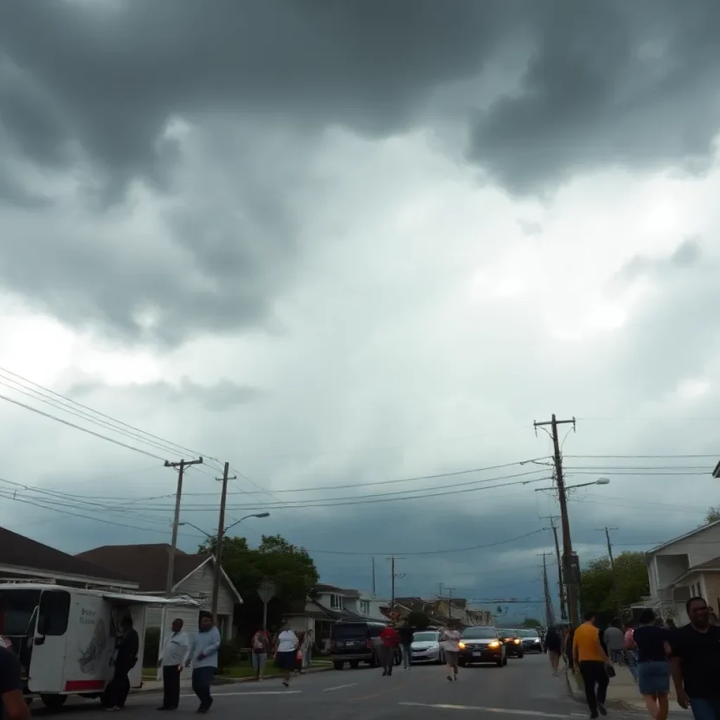 Storm clouds over New Orleans causing power outages