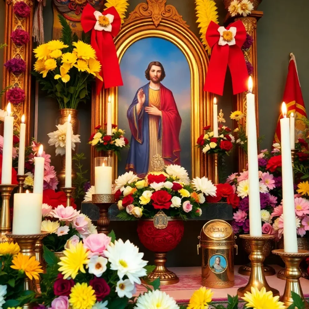 Colorful St. Joseph's altar with decorations in New Orleans