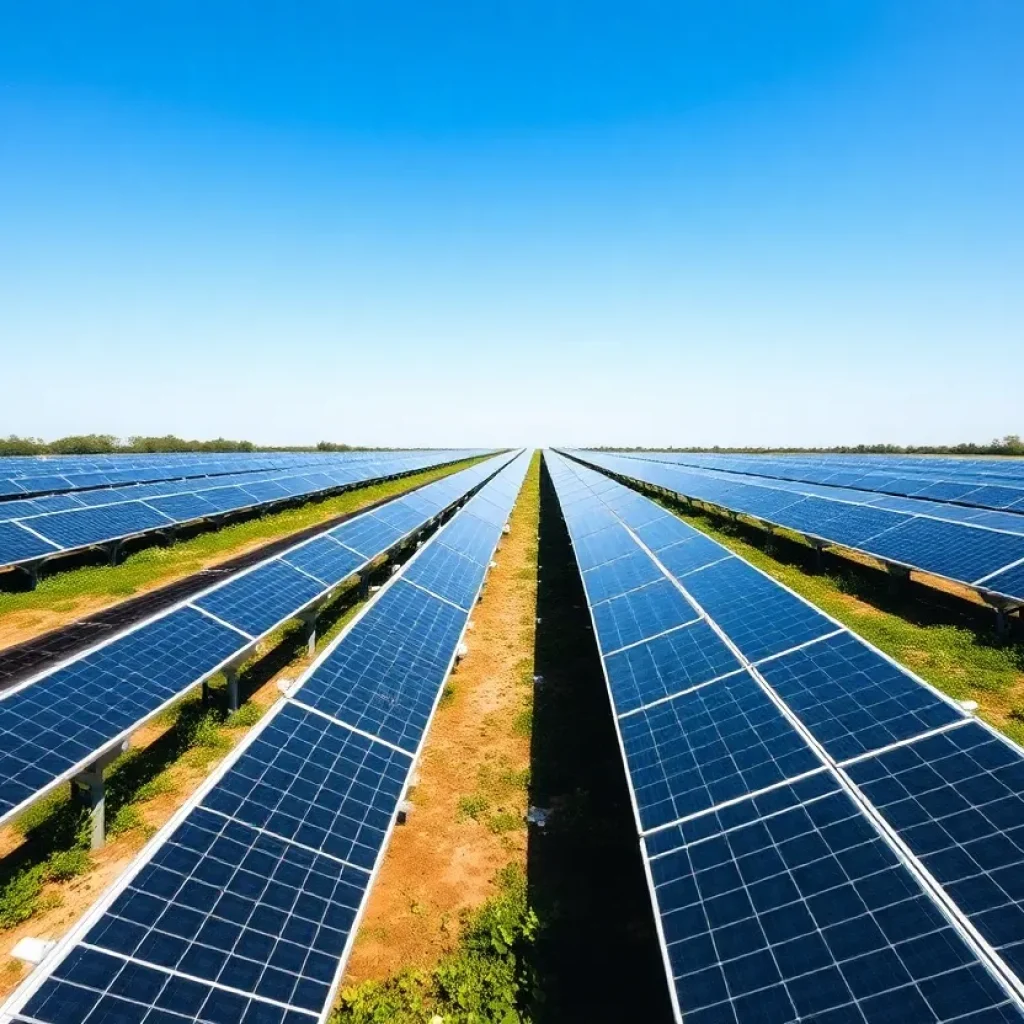 Solar panels in Bayou Galion Solar Project, Louisiana