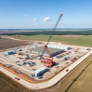 Construction site of a data center in Richland Parish, Louisiana