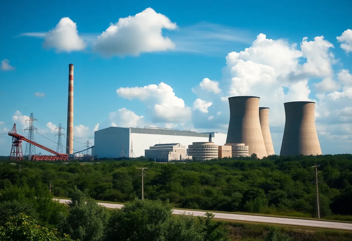 Coal-fired power plant in Louisiana with clear skies