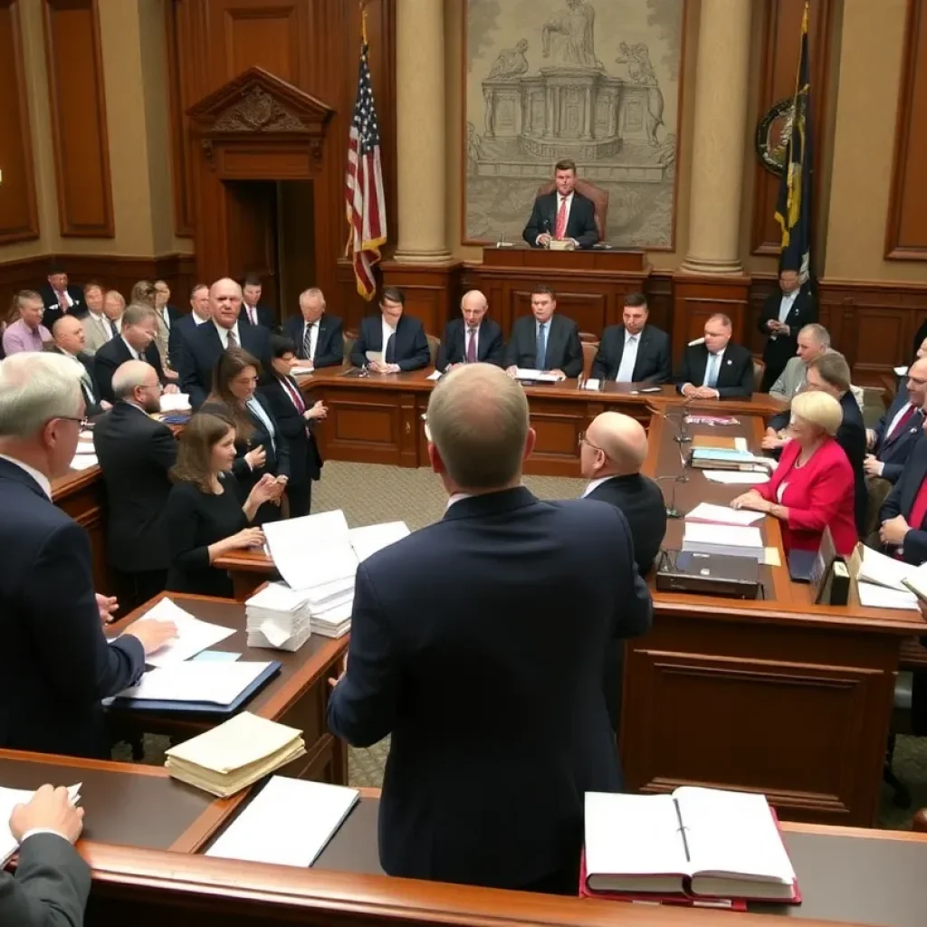 Lawmakers discussing auto insurance reforms in Louisiana state capitol