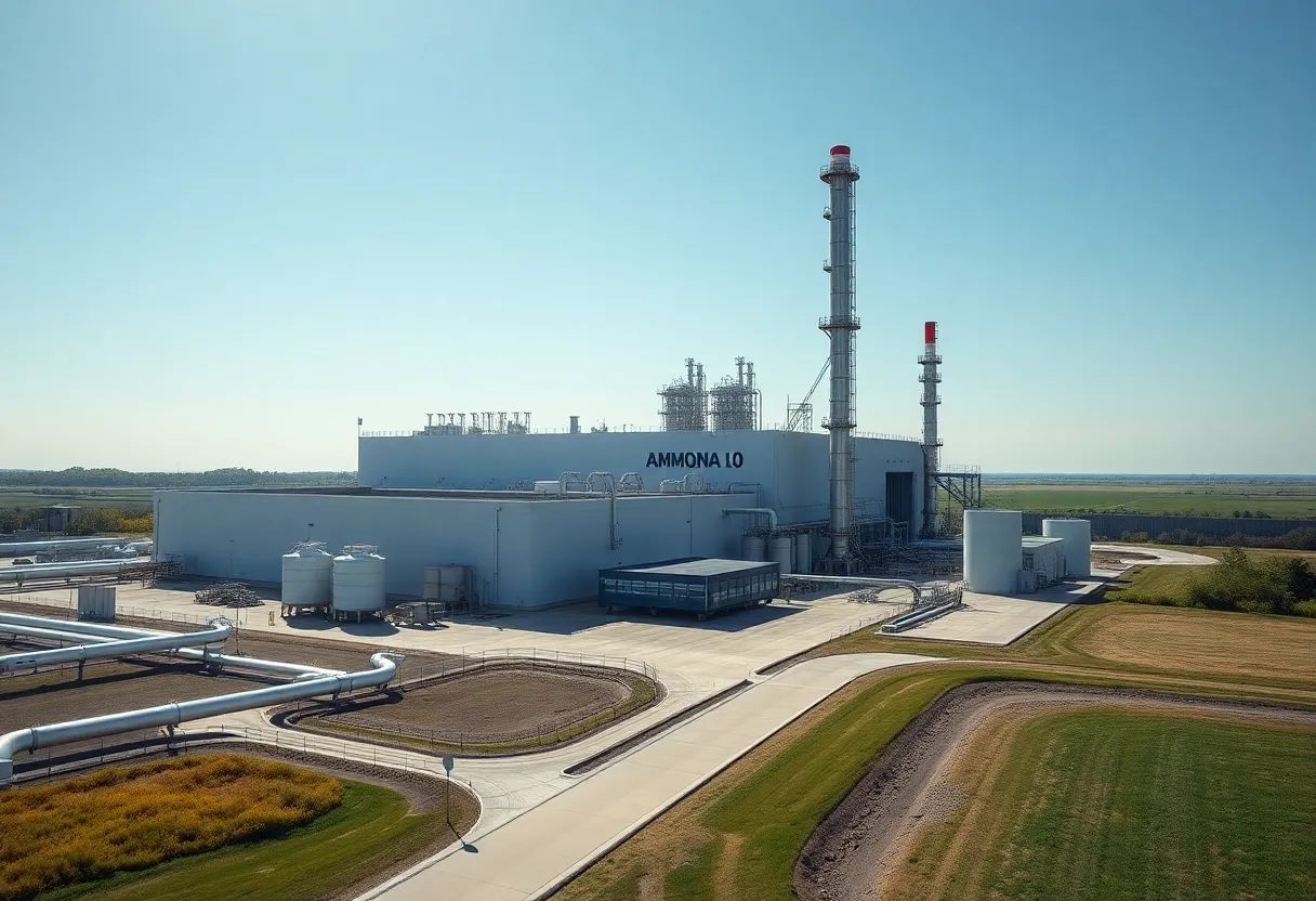 Render of the new low-carbon ammonia facility in Louisiana
