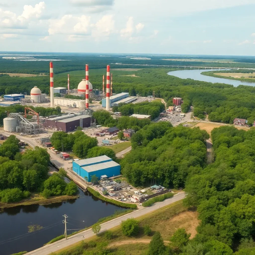 Industrial plants in Louisiana surrounded by greenery