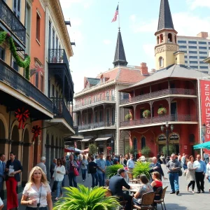 Vibrant New Orleans cityscape showcasing business and leisure activities.