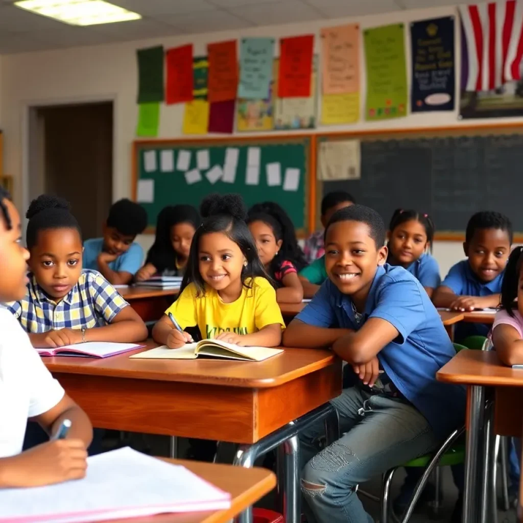 Students engaged in a classroom in New Orleans