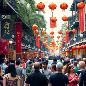Crowd celebrating Vietnamese culture at a festival in New Orleans