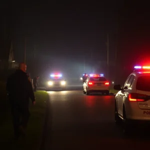 Police search operation in a New Orleans neighborhood