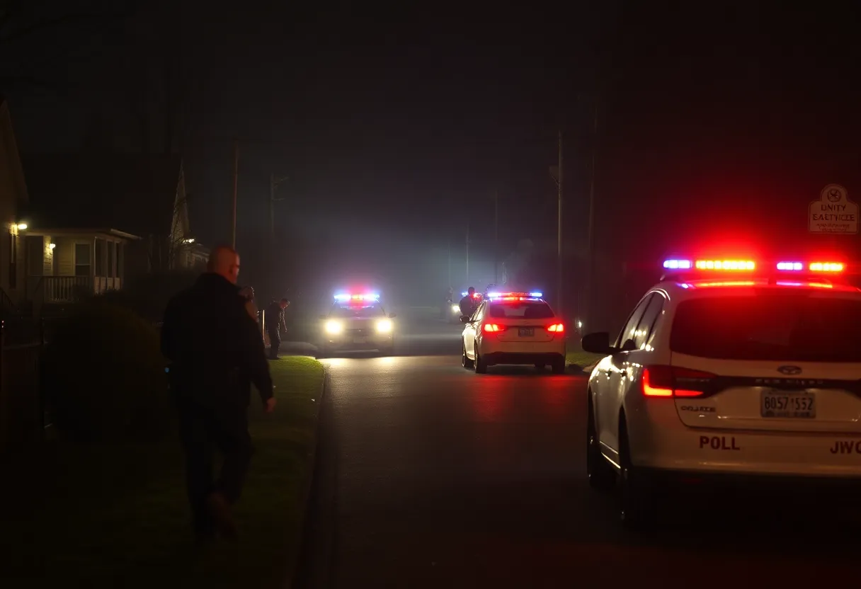 Police search operation in a New Orleans neighborhood