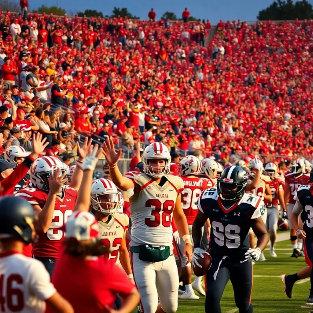 Exciting college football game atmosphere