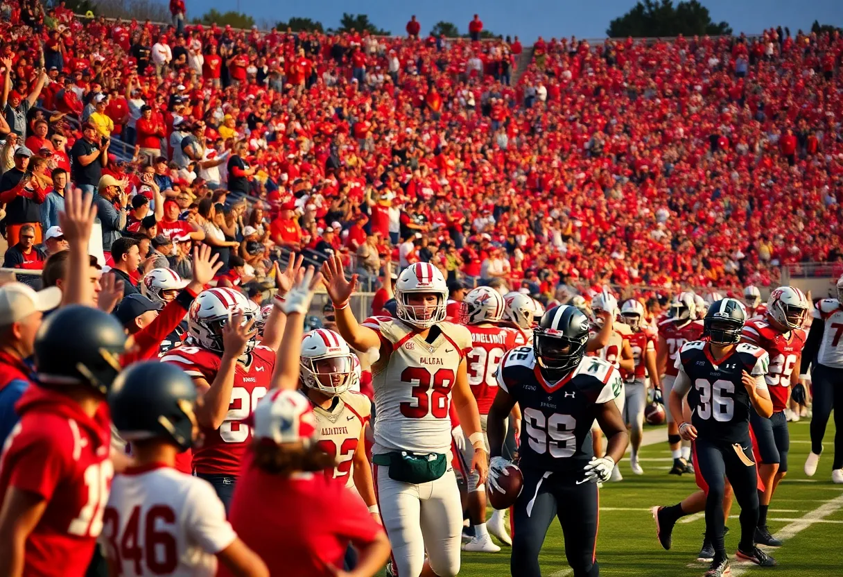 Exciting college football game atmosphere