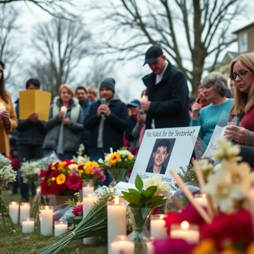 Community members gather for a vigil honoring a young shooting victim