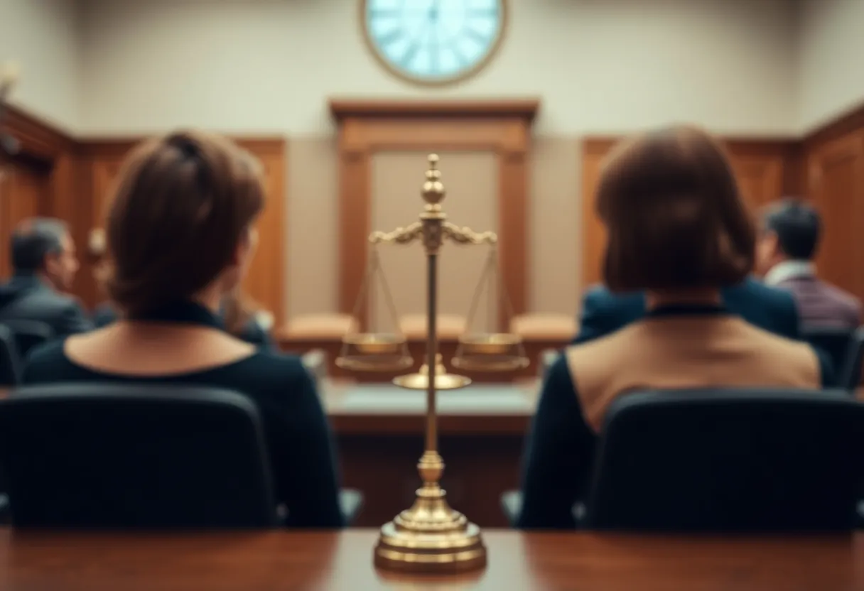 Courtroom setting representing Medicaid fraud case