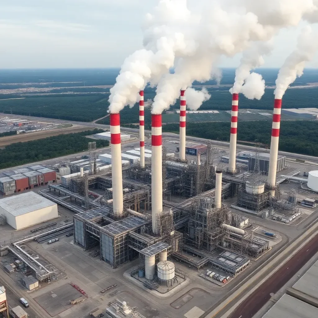 Aerial view of the Denka Performance Elastomer plant in LaPlace, Louisiana.