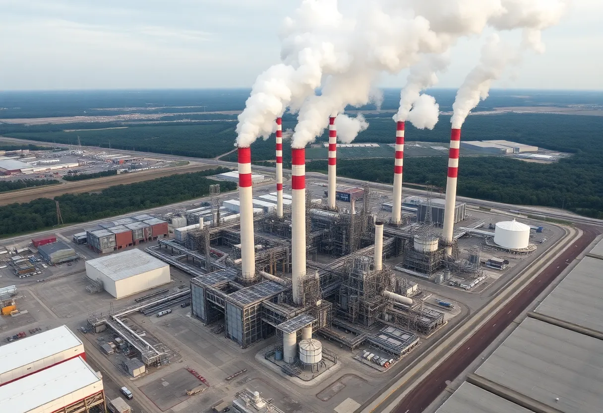 Aerial view of the Denka Performance Elastomer plant in LaPlace, Louisiana.
