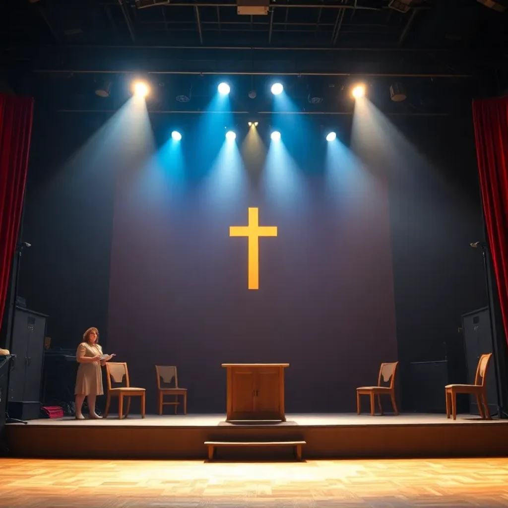 A stage scene from 'Doubt: A Parable' showcasing the dramatic elements of the play.
