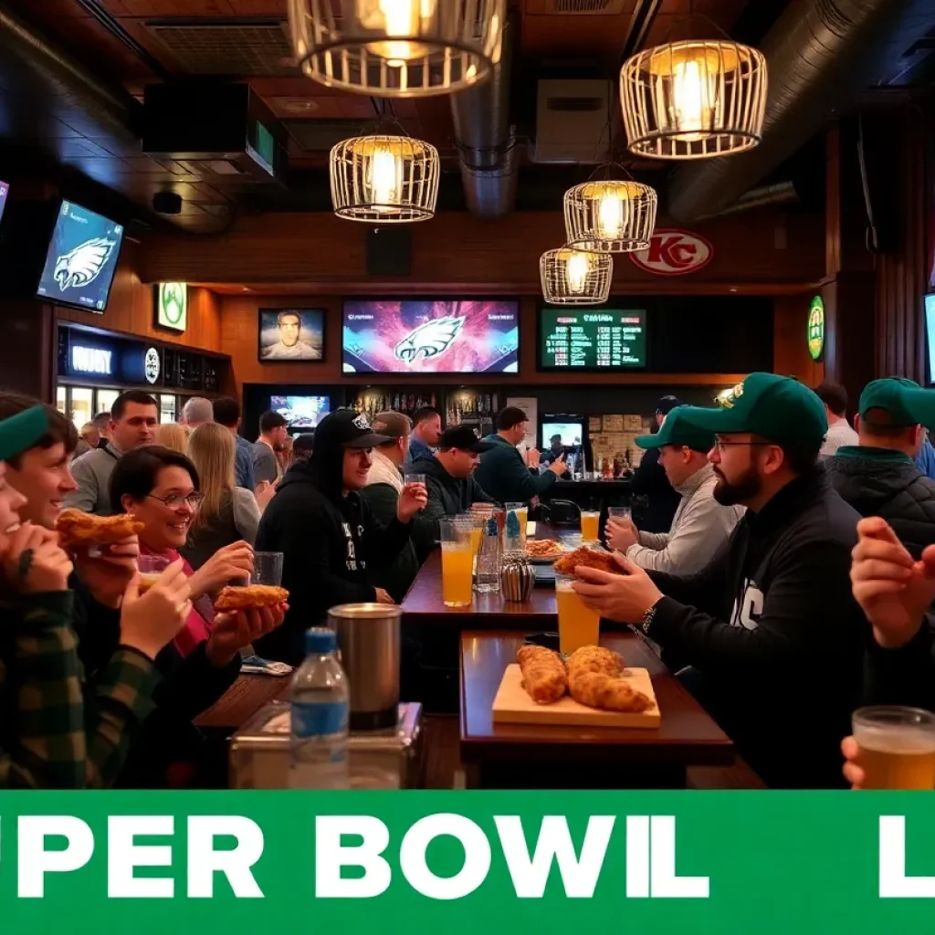 Fans at The Schooner Saloon enjoying Philadelphia cheesesteaks