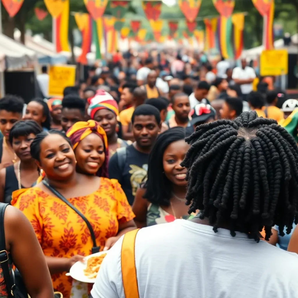 Crowd celebrating at the ESSENCE Festival of Culture in New Orleans