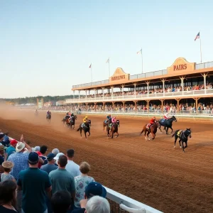 Horse racing event at Fair Grounds Race Course in New Orleans