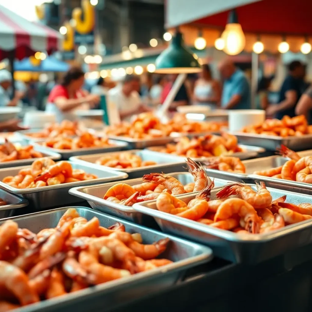 Authentic shrimp dishes served at New Orleans Jazz Fest