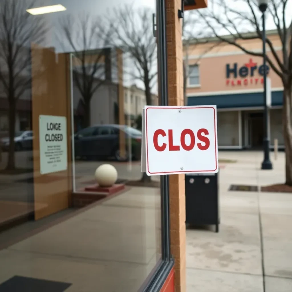 Closed storefronts in Lafayette portraying business closures