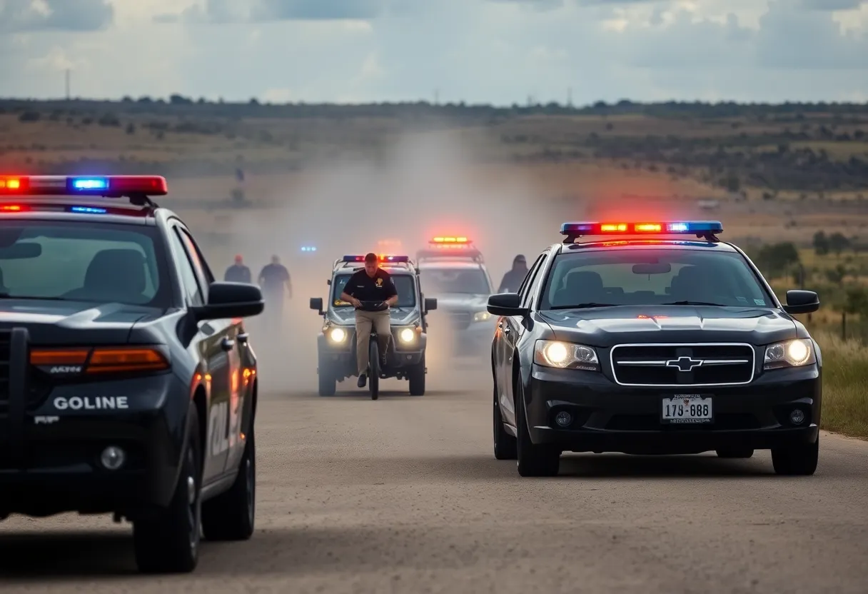 Police officers pursuing escapees in Texas
