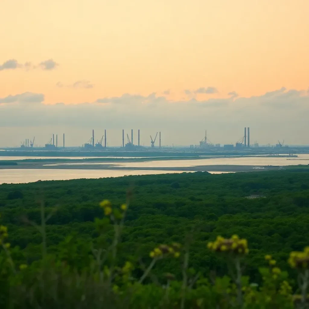 Industrial LNG facilities along the Louisiana coastline