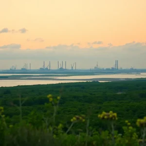 Industrial LNG facilities along the Louisiana coastline
