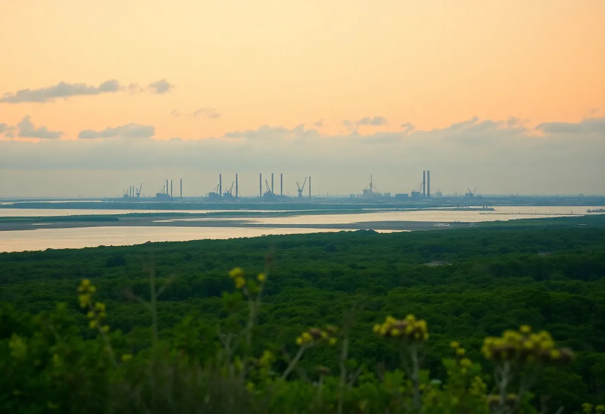 Industrial LNG facilities along the Louisiana coastline