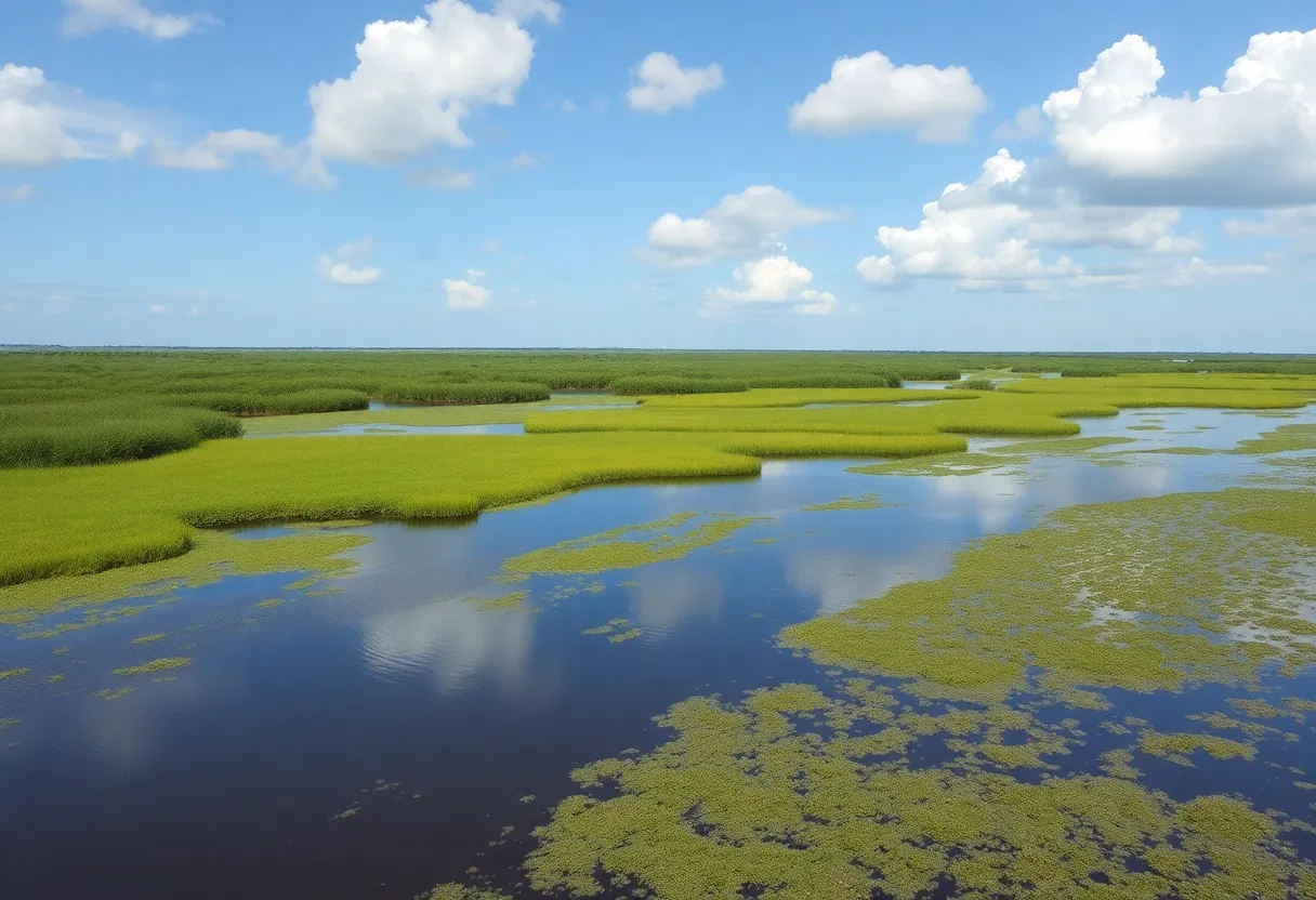 Vibrant marshlands and wetlands in Louisiana