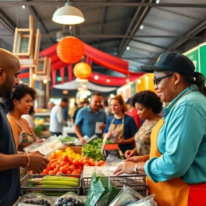 Community market in Louisiana with diverse small businesses