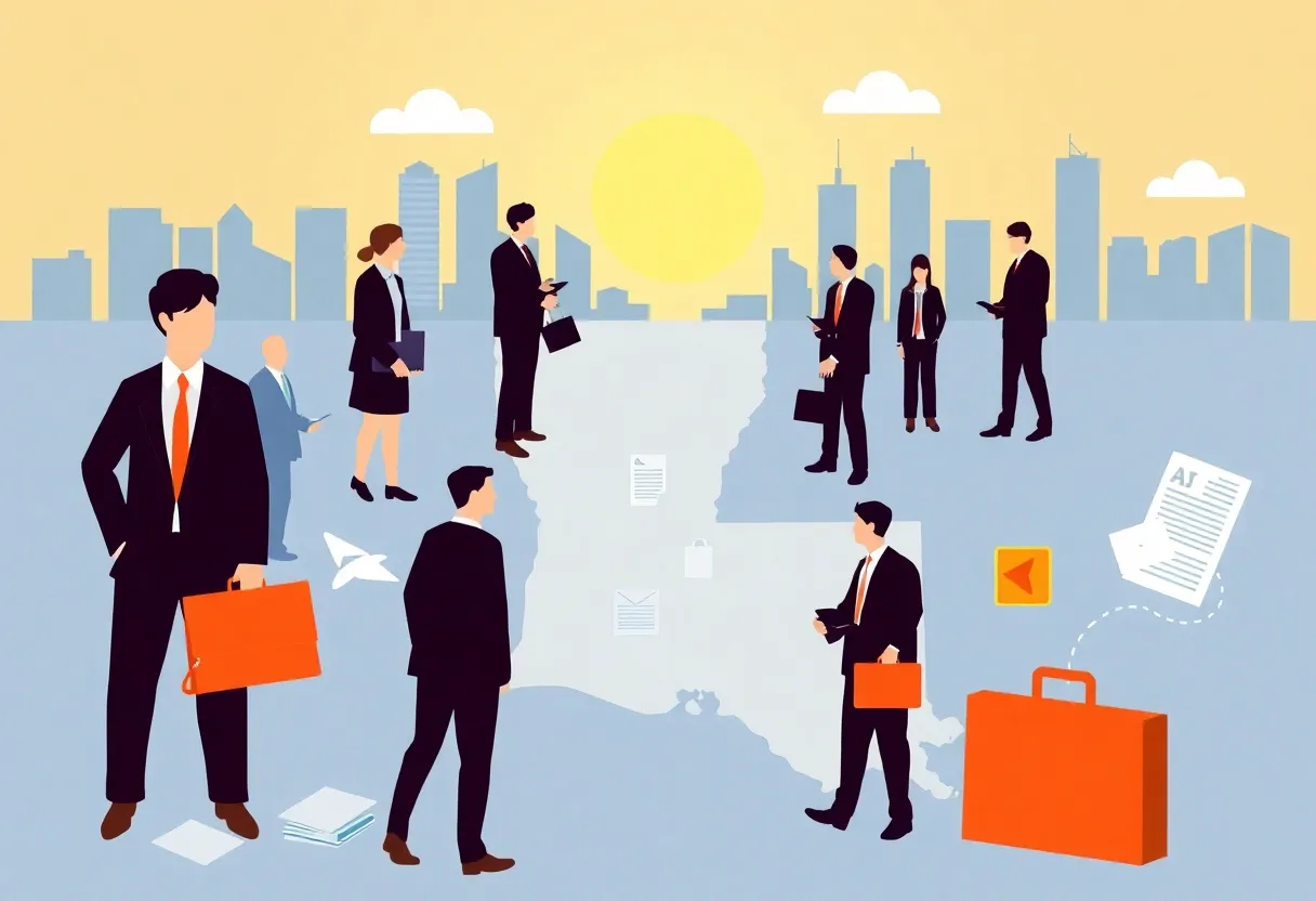 Illustration depicting Louisiana's job market landscape