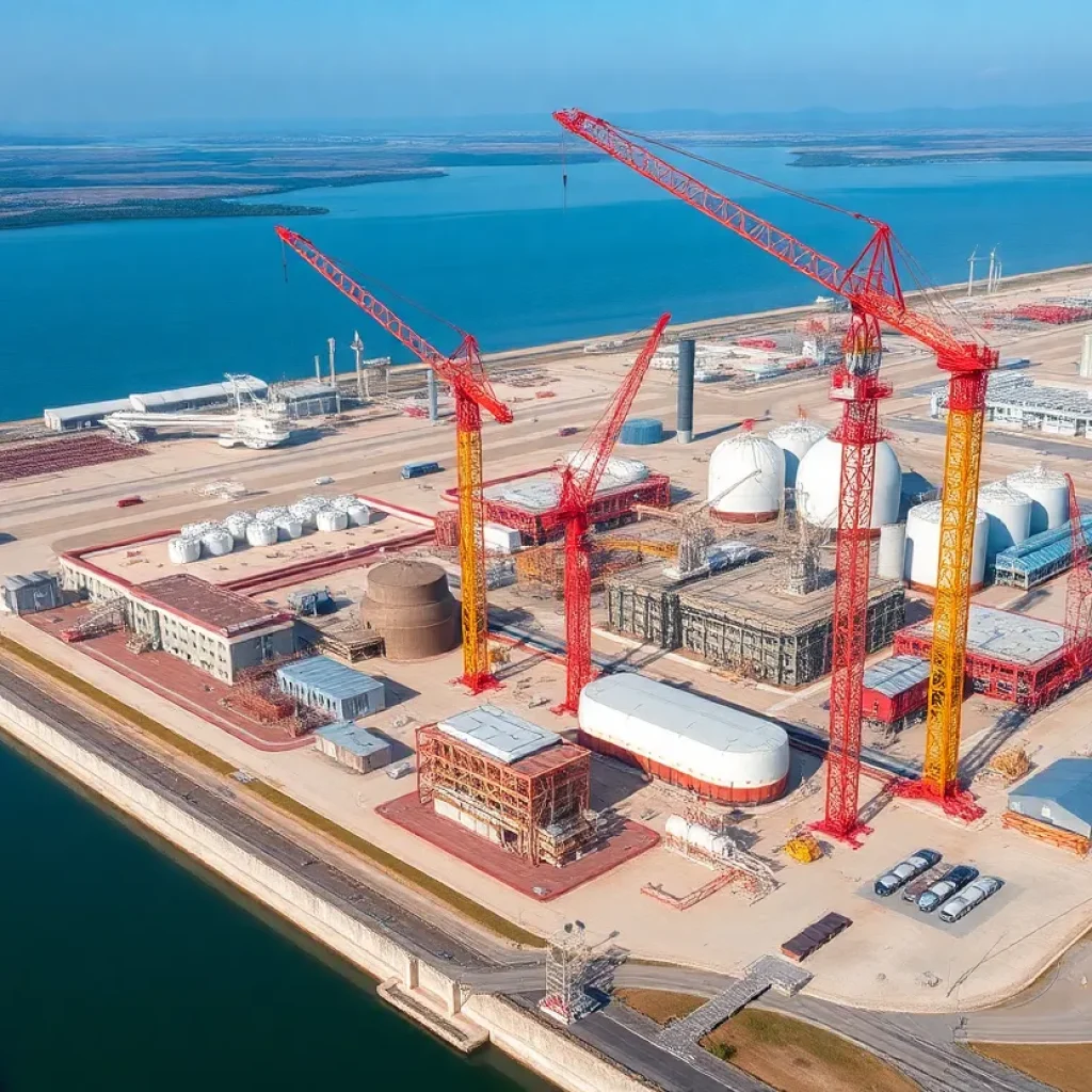Aerial view of the construction site for the LNG facility in Louisiana