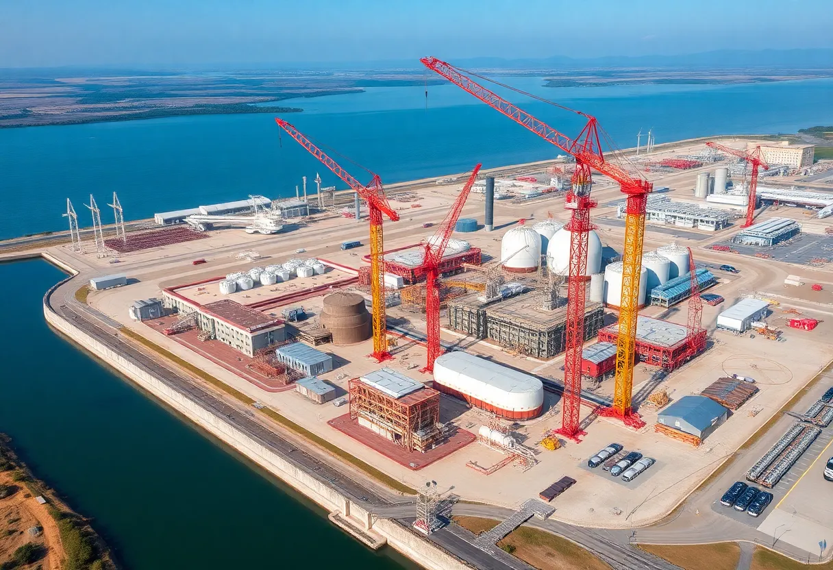 Aerial view of the construction site for the LNG facility in Louisiana