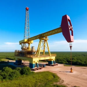 Oil rig working in the coastal region of Louisiana