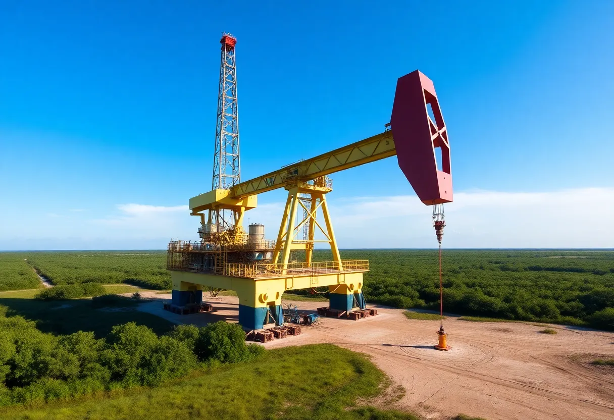 Oil rig working in the coastal region of Louisiana