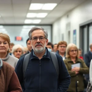 Louisiana residents waiting in line for REAL ID at the OMV