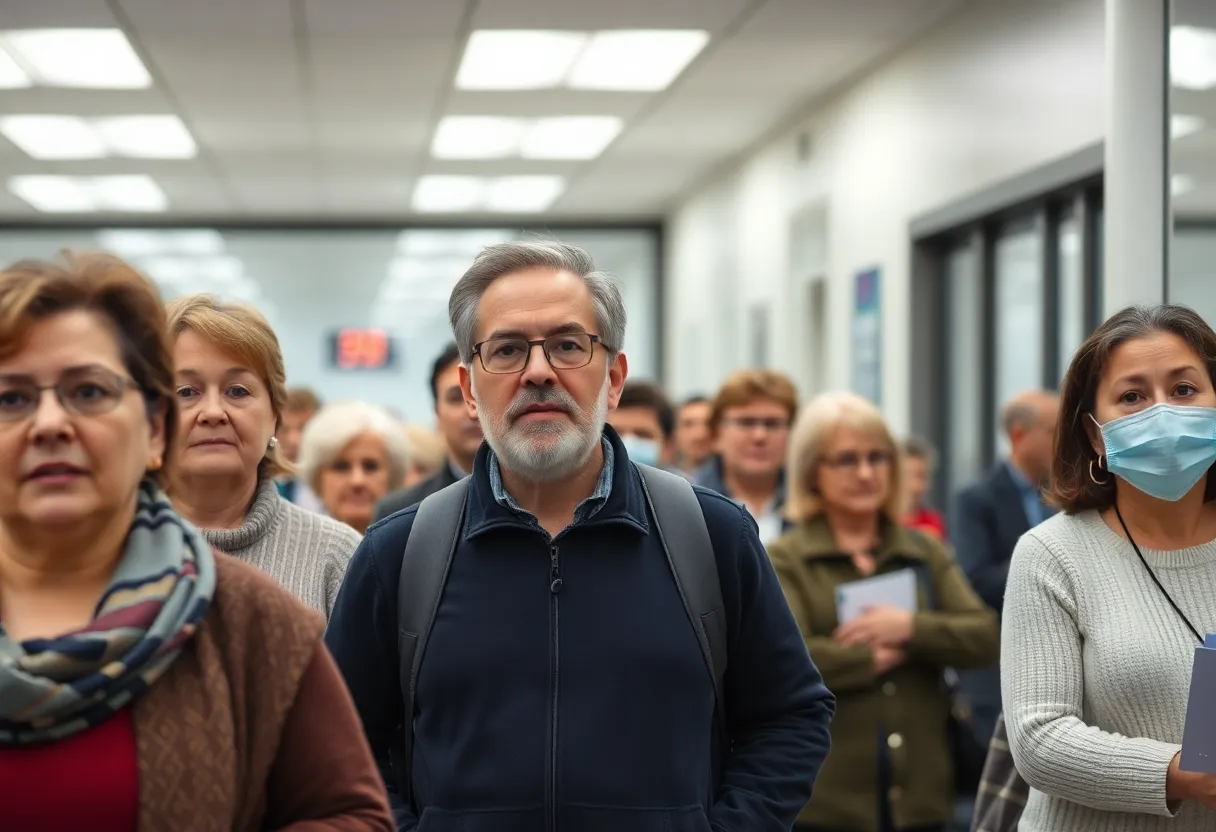 Louisiana residents waiting in line for REAL ID at the OMV