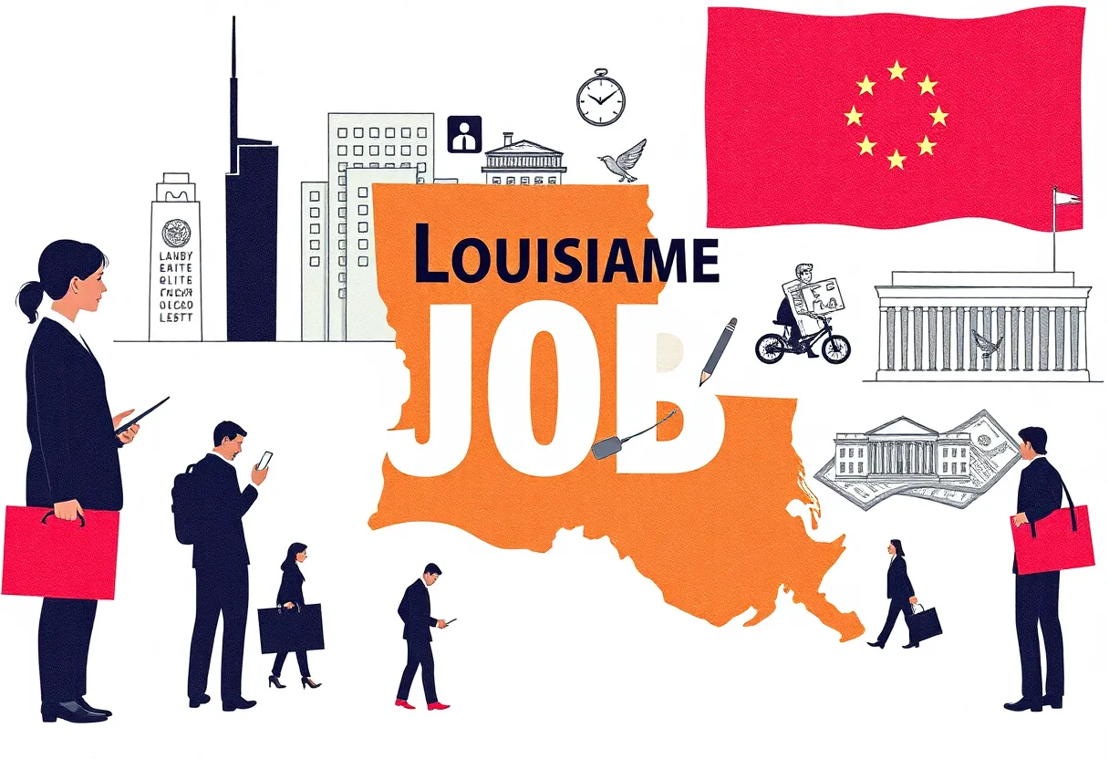 Visual representation of Louisiana's job market changes and unemployment benefits
