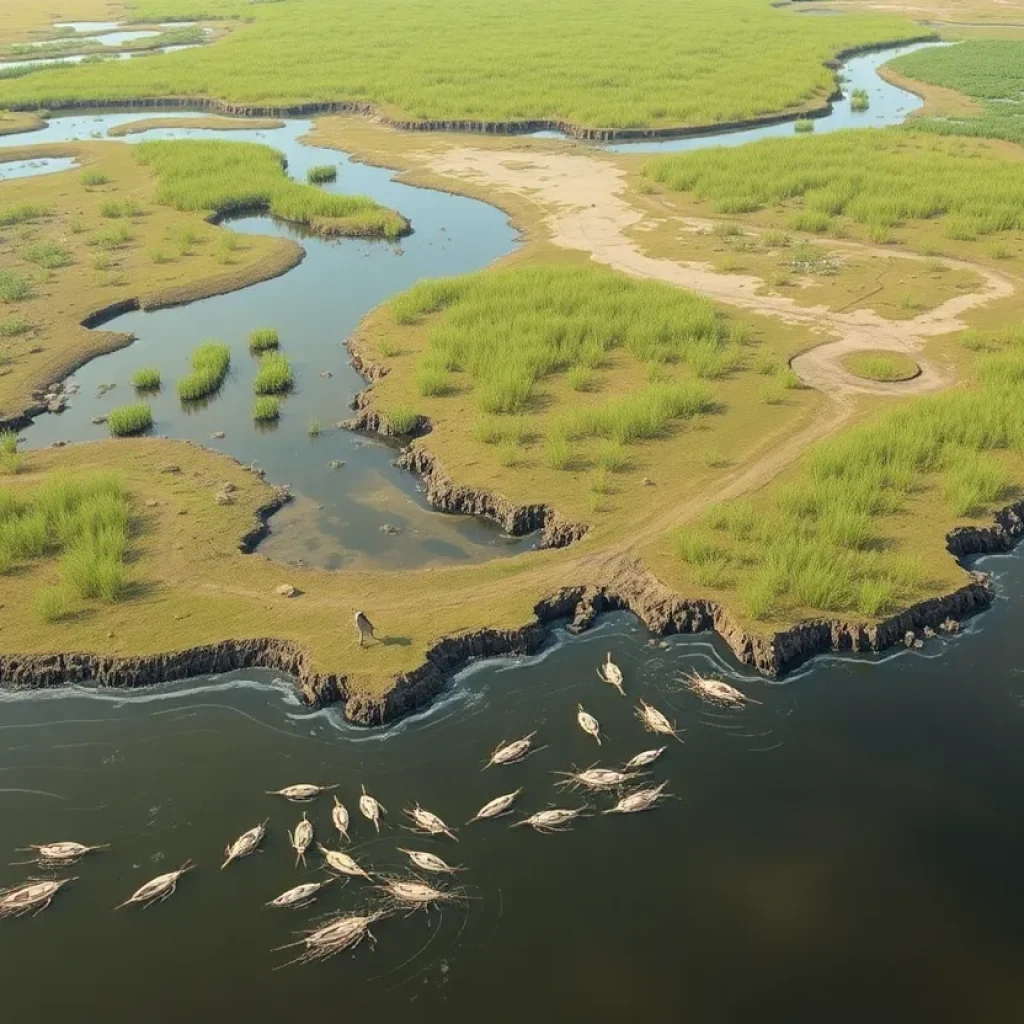 Louisiana coastal wetlands affected by sediment diversion