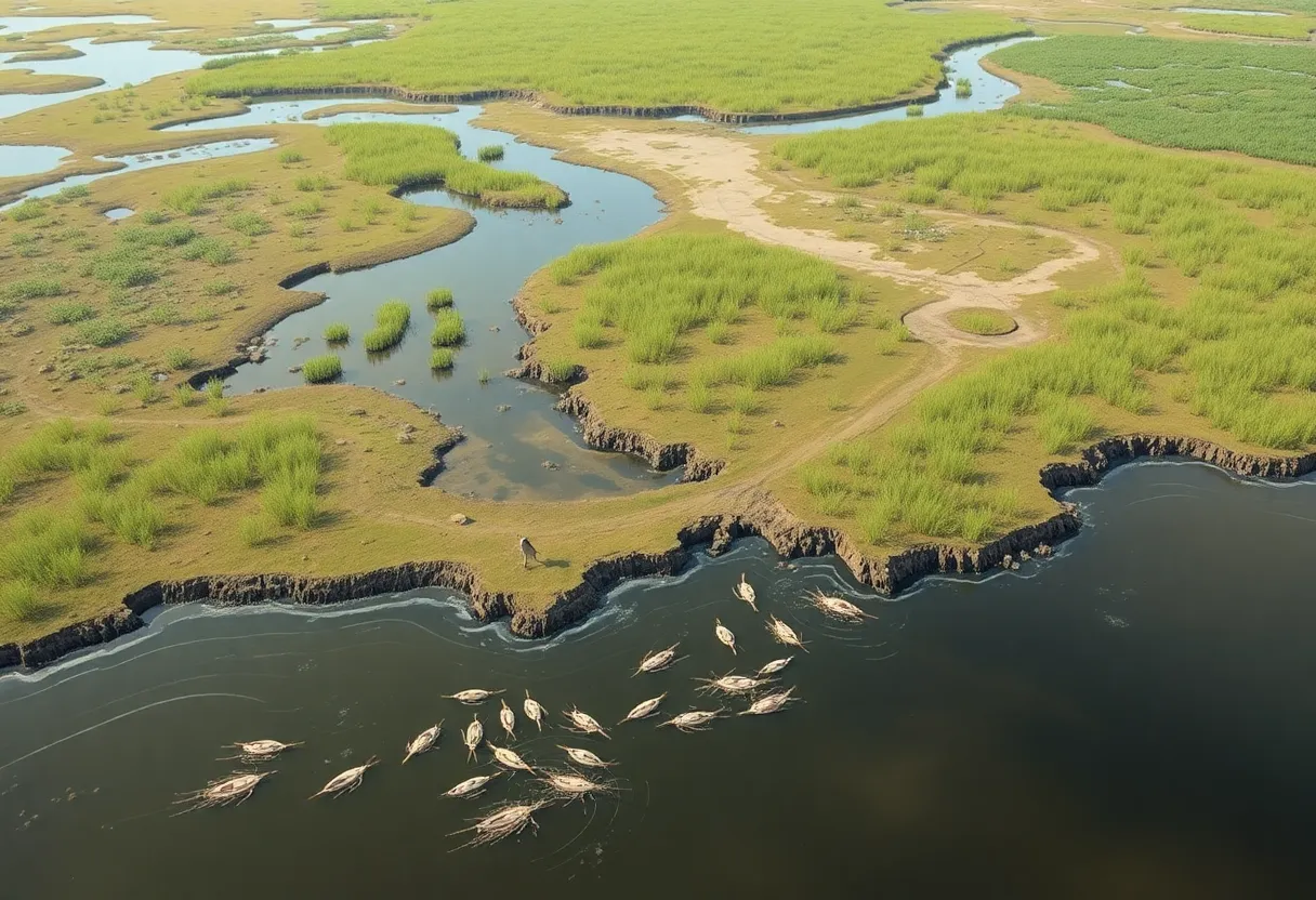 Louisiana coastal wetlands affected by sediment diversion