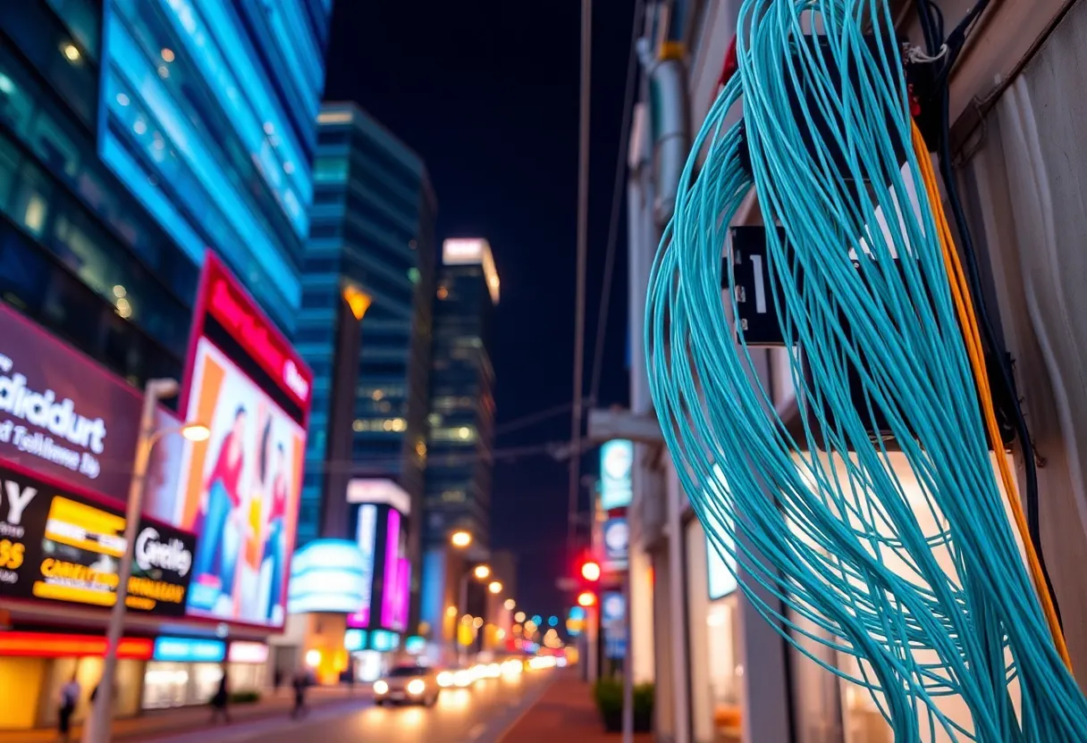 Fiber network infrastructure showcasing connectivity and technology.