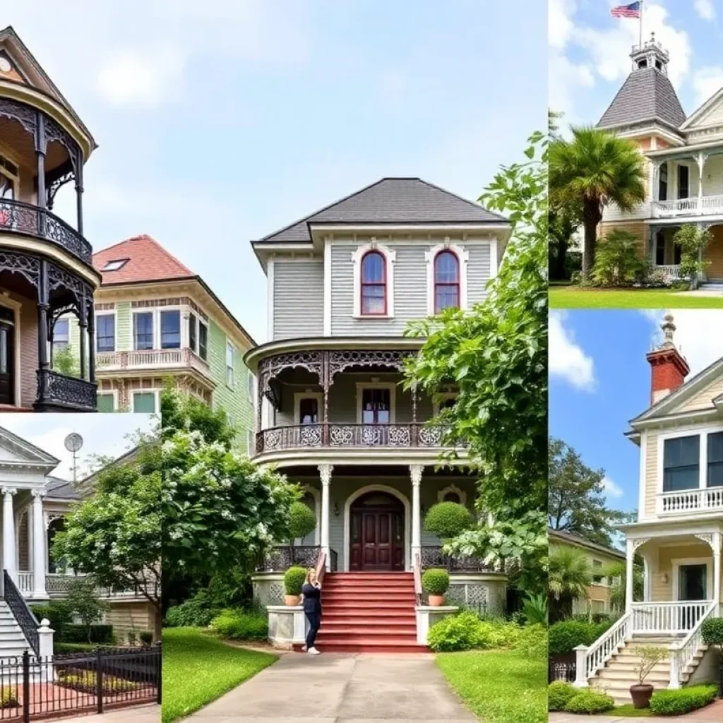 A tranquil view of luxurious historic homes located in New Orleans' Golden Rectangle.