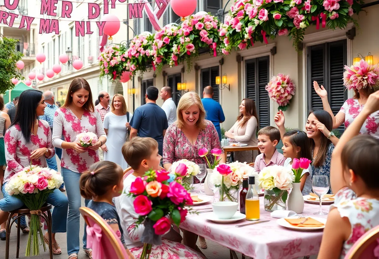 Families celebrating Mother's Day in New Orleans