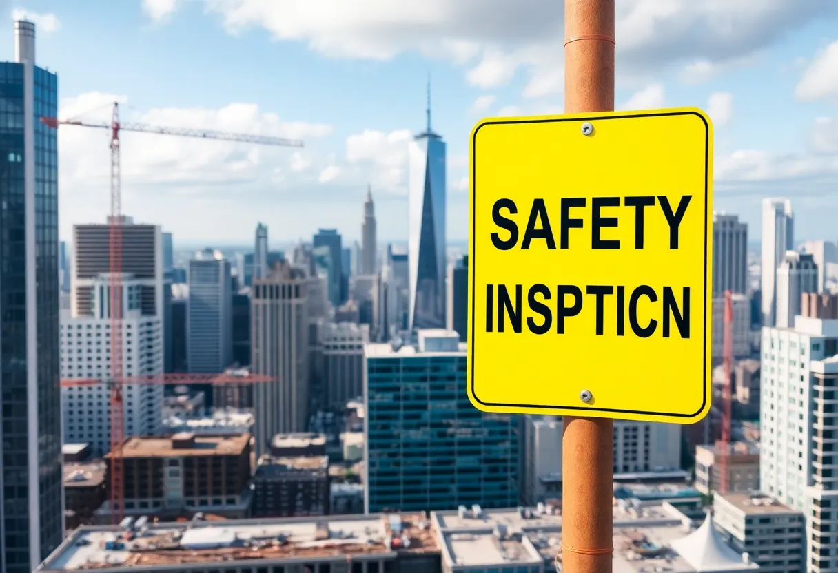 Construction sites and buildings in New Orleans emphasizing safety inspections